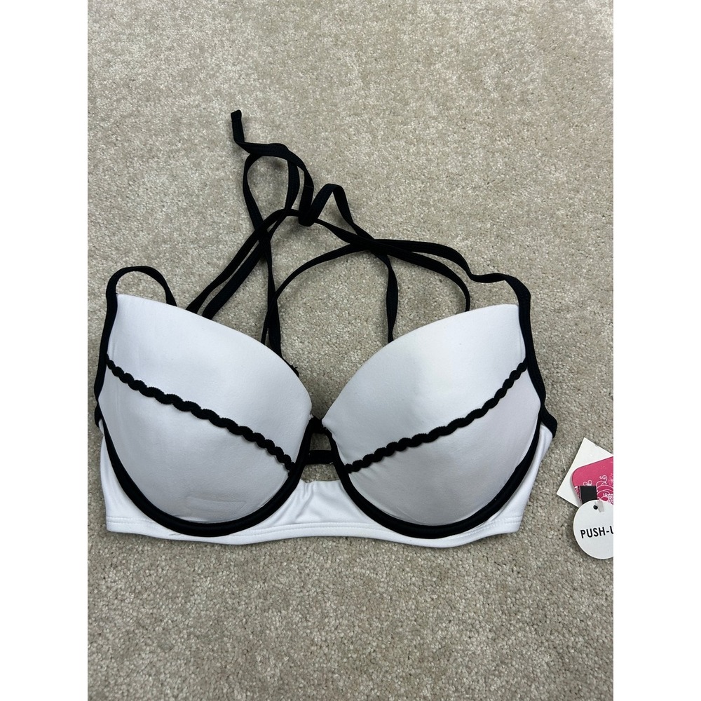 HULA HONEY Swimwear Women's L White Black Push-Up Padded Underwire Top